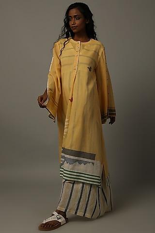 yellow handwoven jamdani tunic