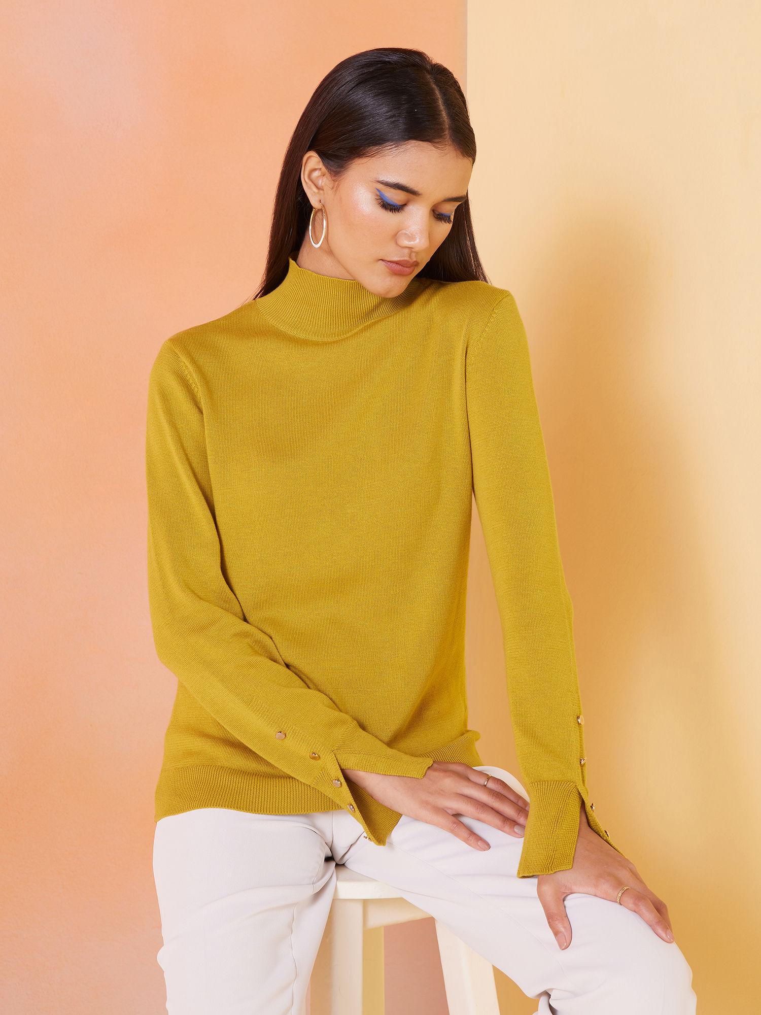 yellow high neck sweater