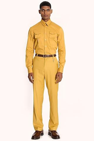 yellow italian terry rayon trousers