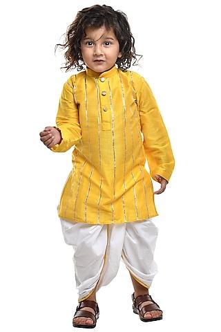 yellow kurta set with gota work for boys