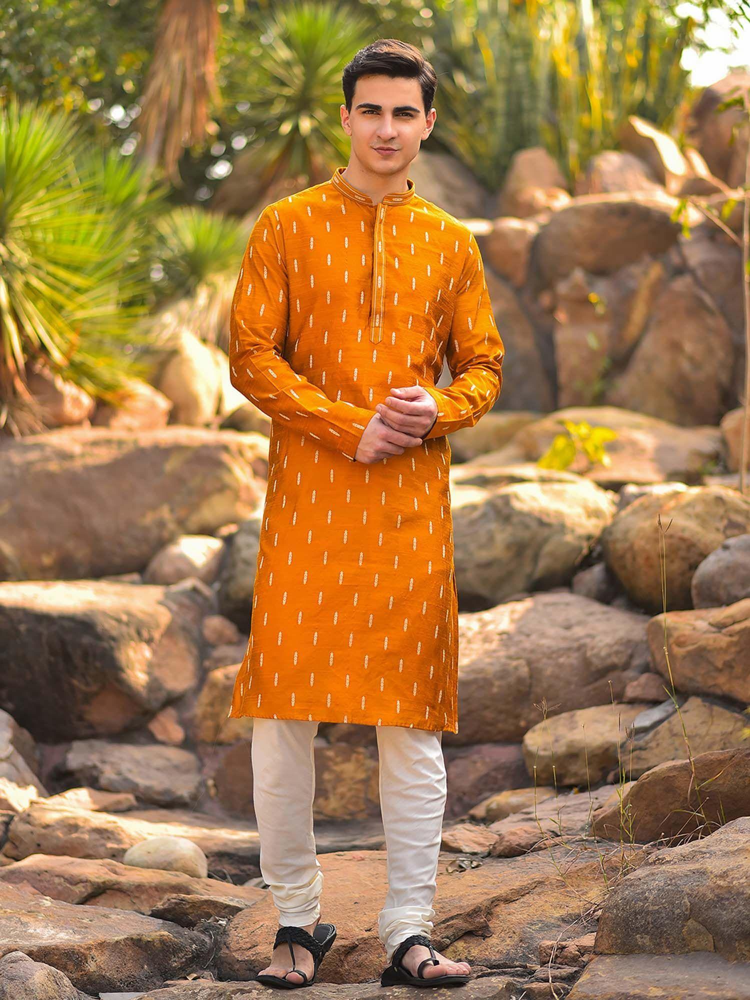 yellow kurta with churidar (set of 2)