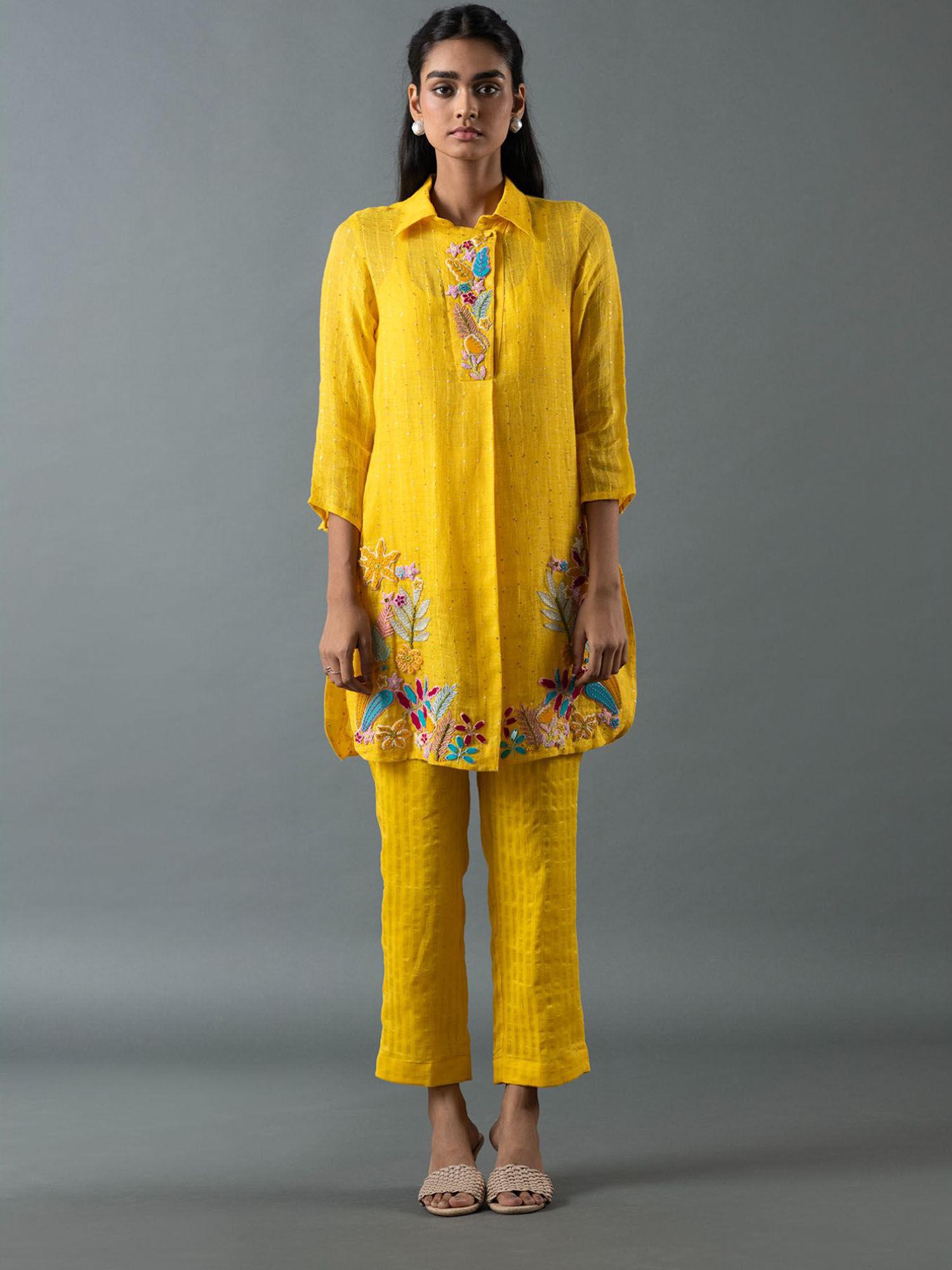 yellow kurta with pant (set of 2)