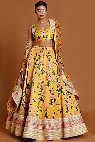 yellow lehenga set with embroidery