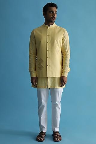 yellow linen nehru jacket