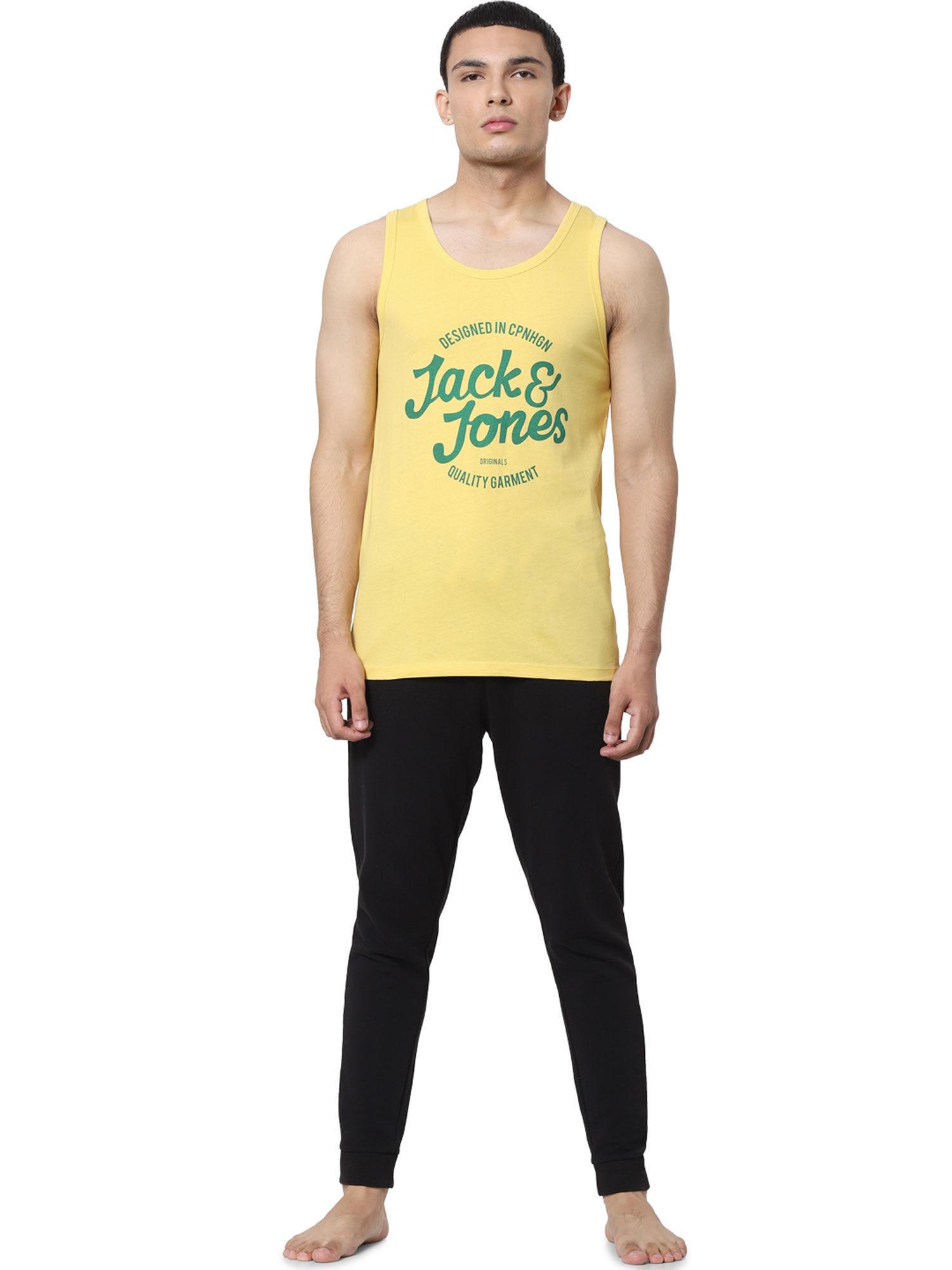 yellow logo print vest