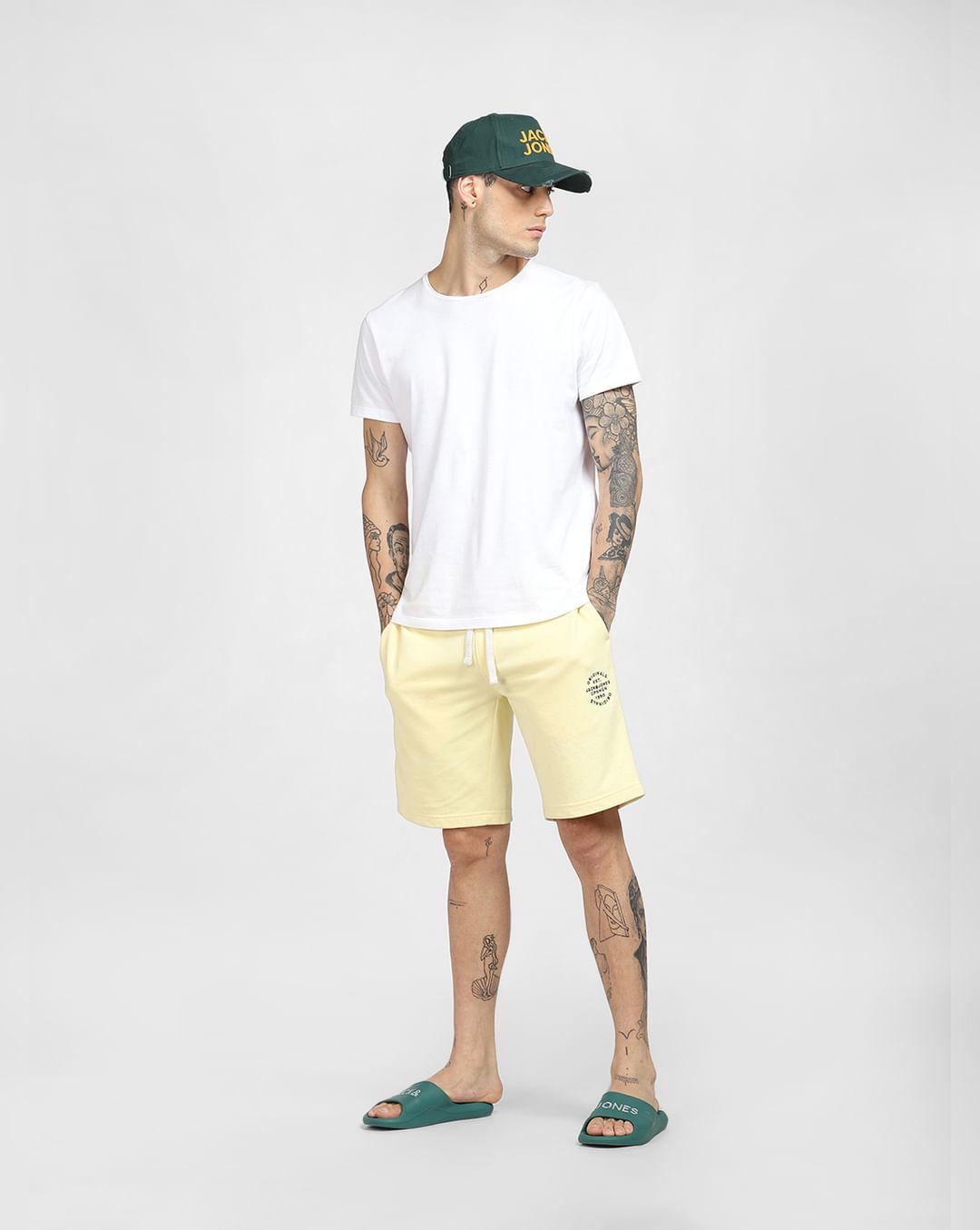 yellow low rise sweatshorts