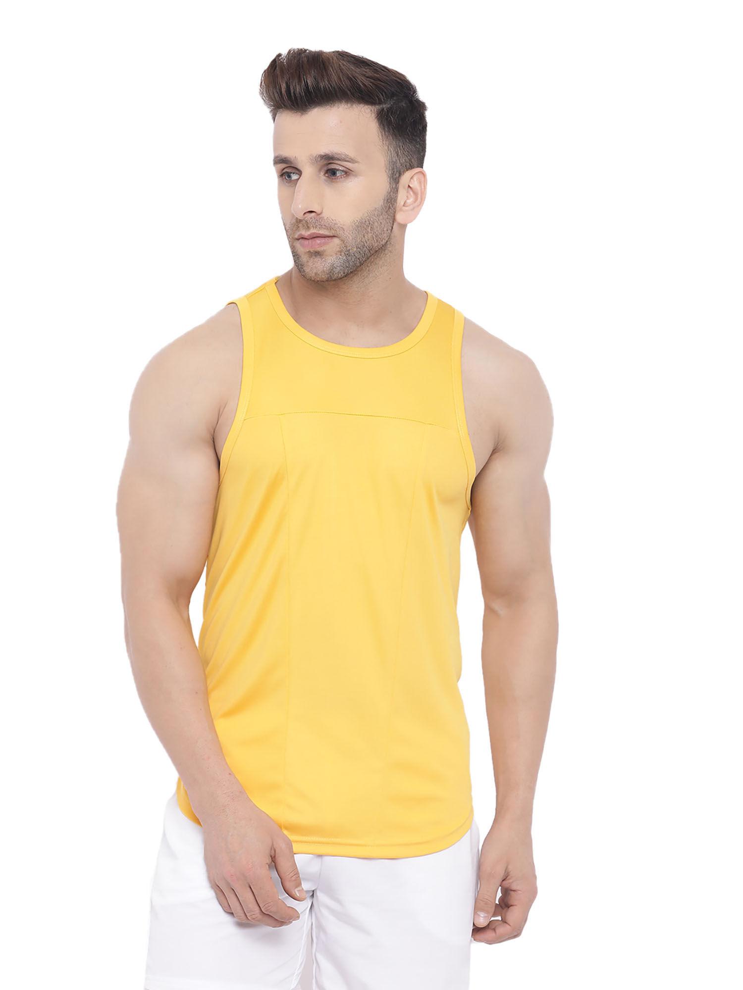 yellow men gym tank tops yellow