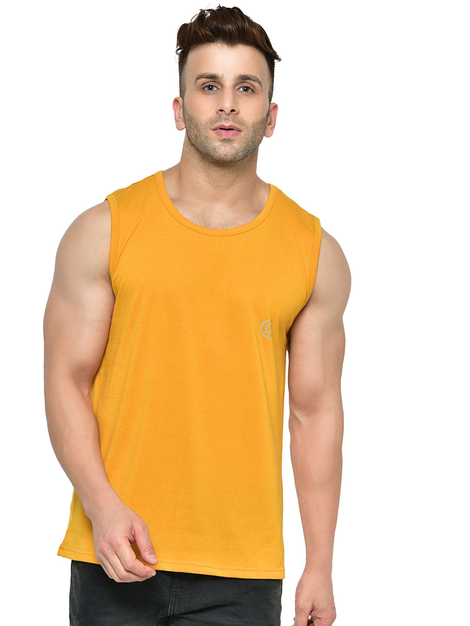 yellow men gym tank tops yellow