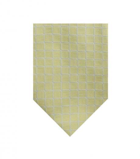 yellow modern check silk tie