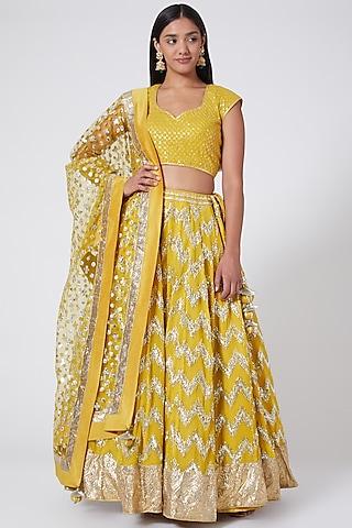 yellow ombre sequins embroidered lehenga set