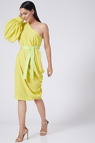 yellow one shoulder dress