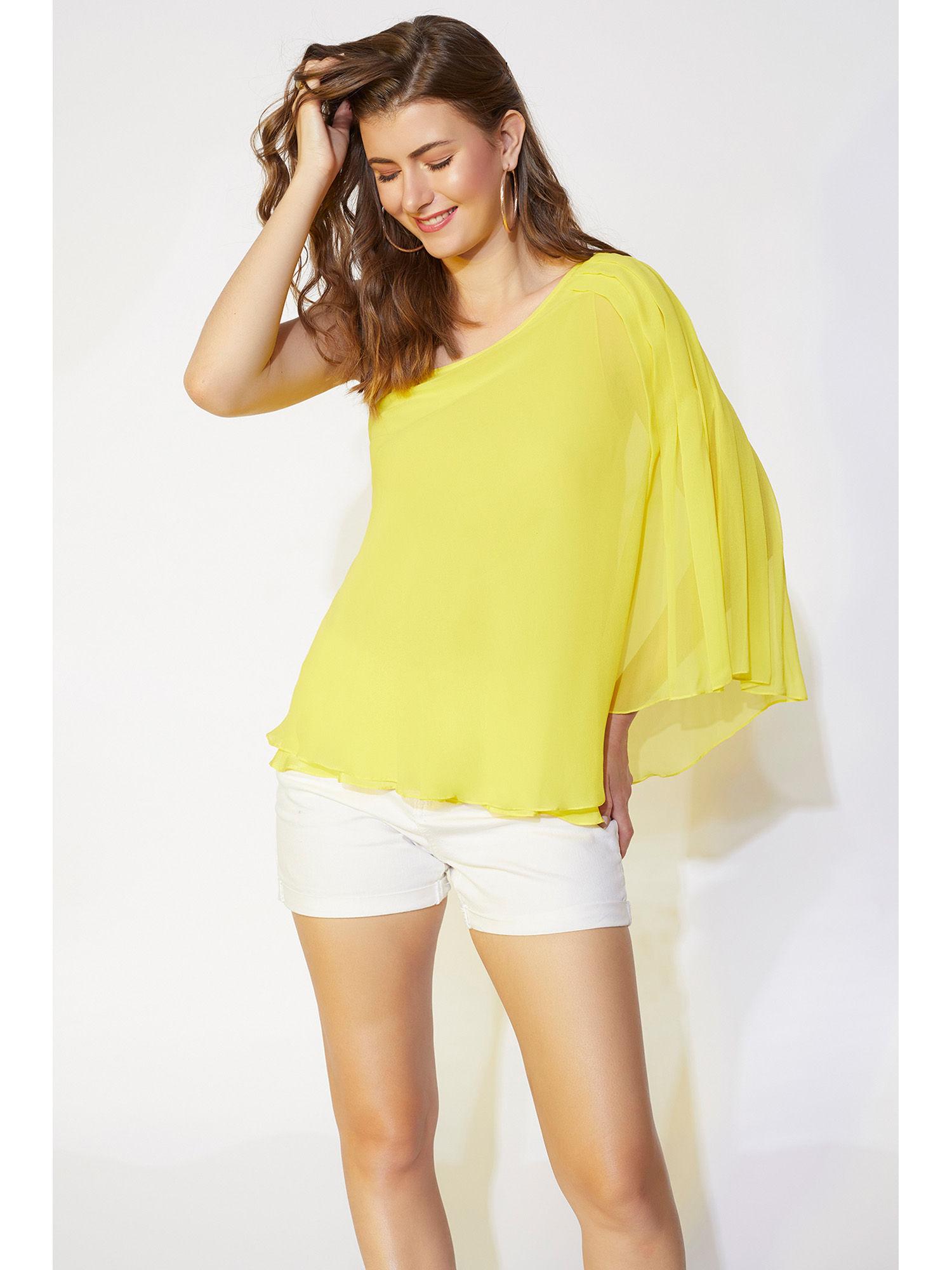 yellow one-shoulder top