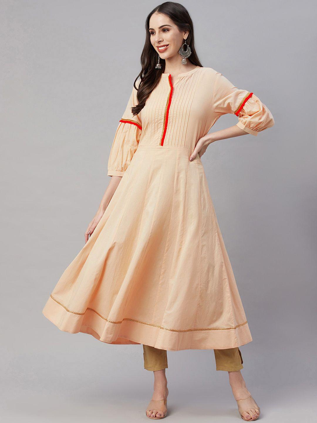 yellow parrot women beige kurta