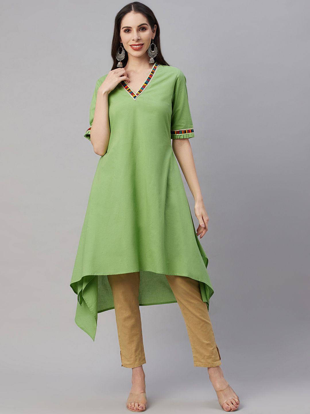 yellow parrot women green kurta