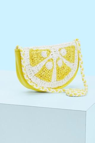 yellow patterned casual fabric girls small bag