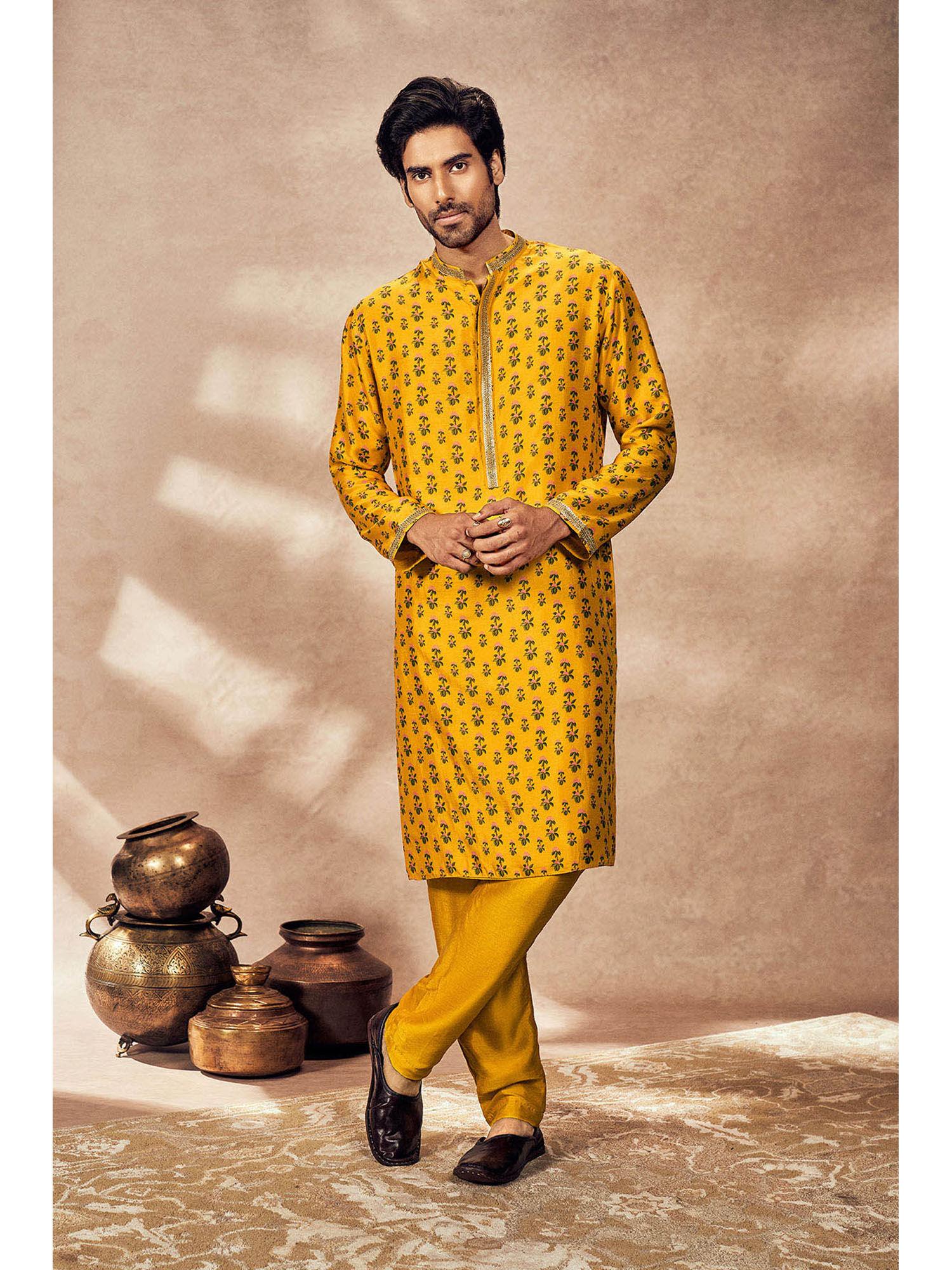 yellow pixie dust kurta with pant (set of 2)