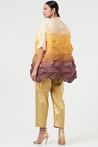 yellow pleated polyester shaded top