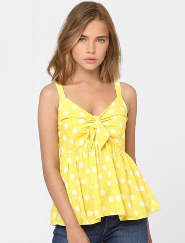 yellow polka dot bow detail top