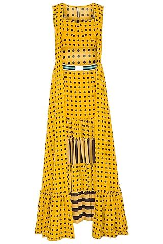 yellow polka dot bustier with skirt & cape