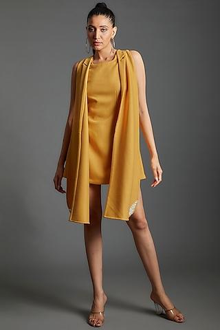 yellow polyester & lycra mini dress