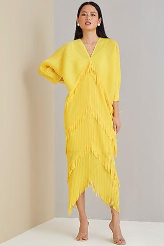yellow polyester kaftan dress
