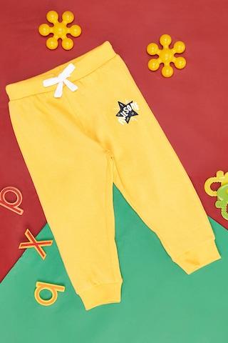 yellow print full length  casual baby regular fit  track pants