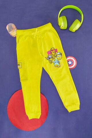 yellow print full length  casual boys regular fit  track pants