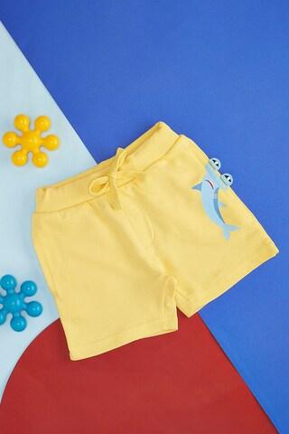 yellow print knee length low rise casual baby regular fit shorts