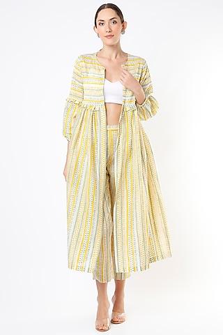 yellow printed cape set