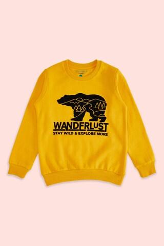 yellow printed casual full sleeves crew neck boys regular fit sweatshirt