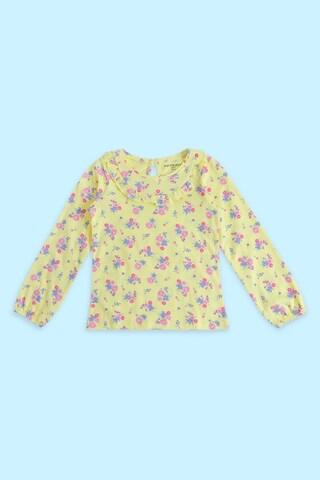 yellow printed casual full sleeves round neck girls regular fit blouse