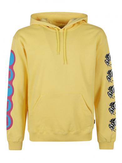 yellow printed cotton hoodie