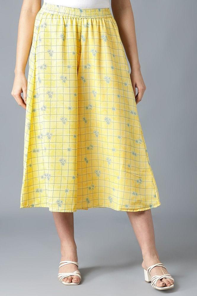 yellow printed culottes