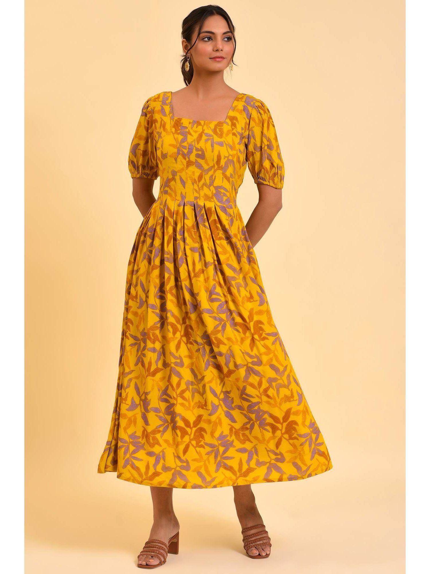 yellow printed dress