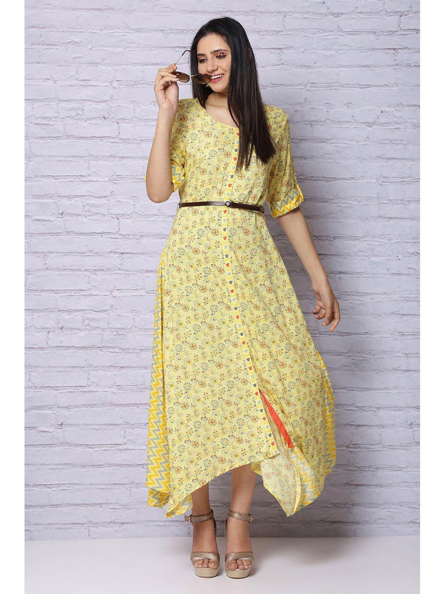 yellow printed dress