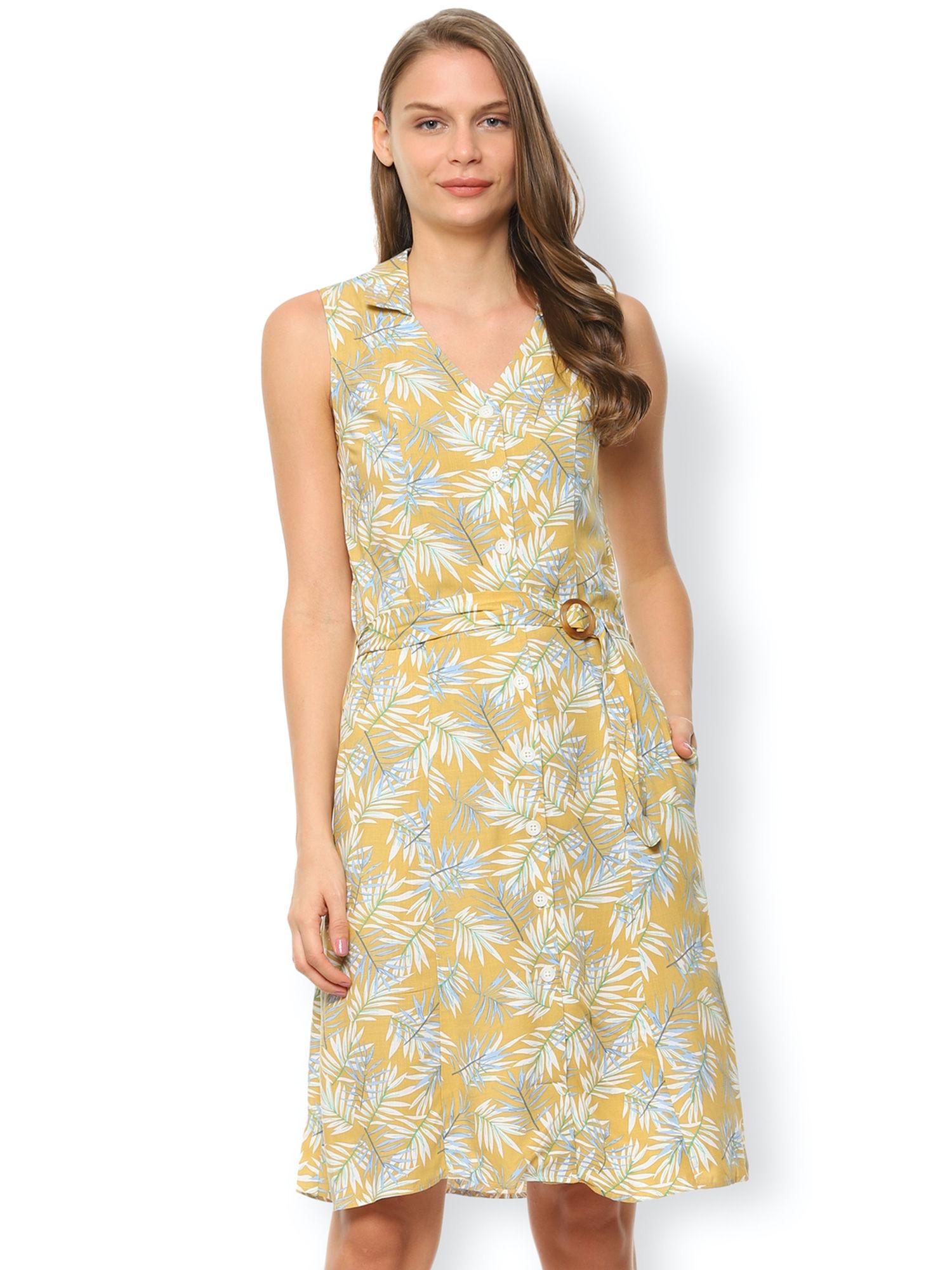 yellow printed dress