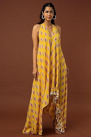 yellow printed dress