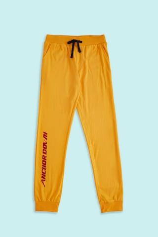 yellow printed full length casual boys regular fit track pants
