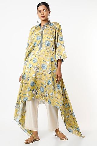 yellow printed kerchief tunic