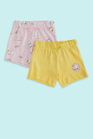 yellow printed knee length casual baby regular fit shorts