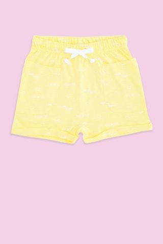 yellow printed knee length casual baby regular fit shorts