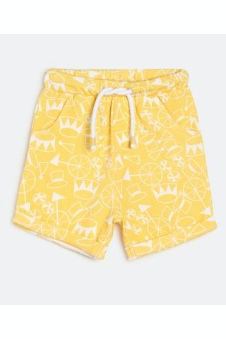 yellow printed knee length casual boys regular fit shorts
