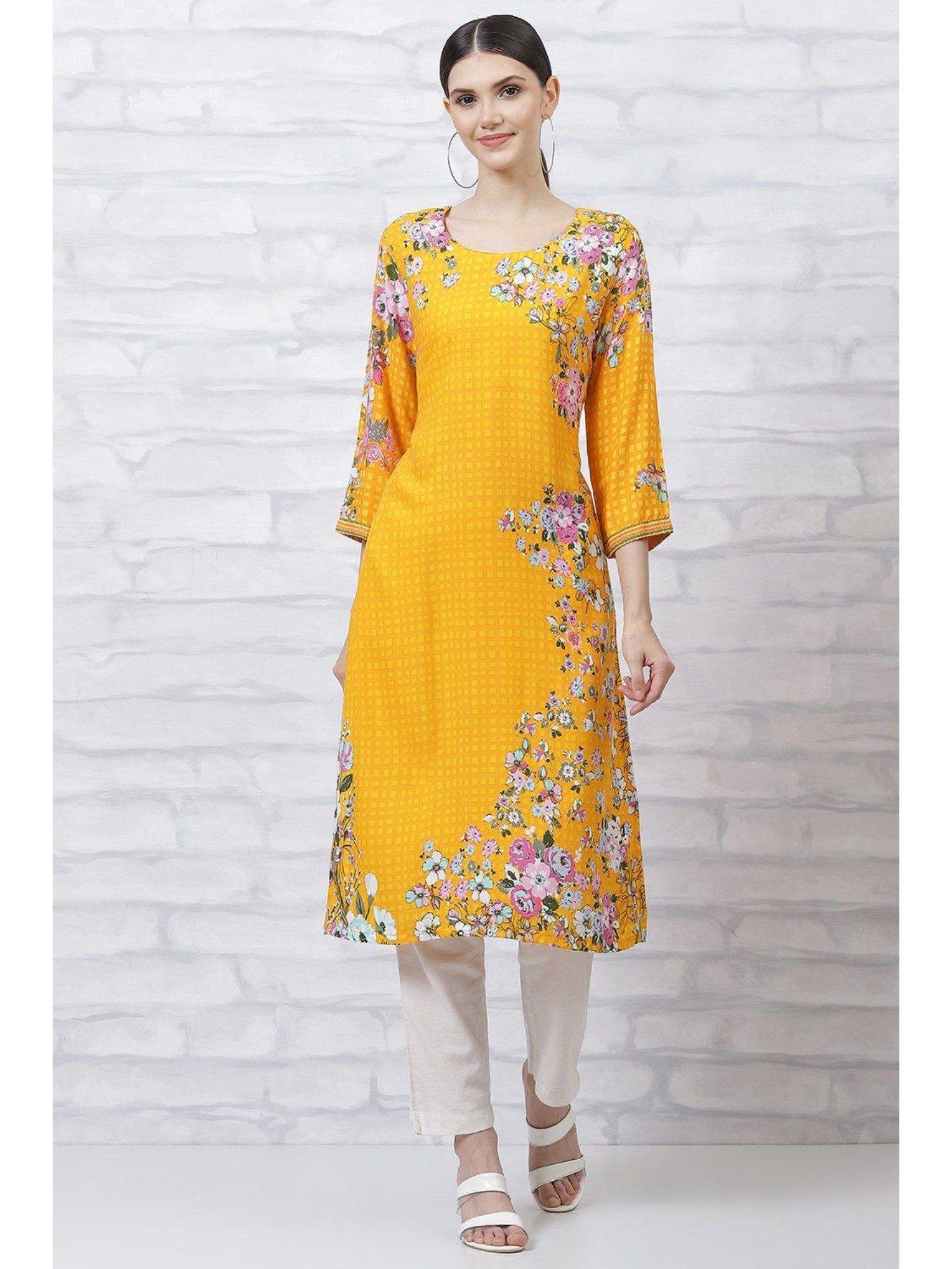 yellow printed kurta