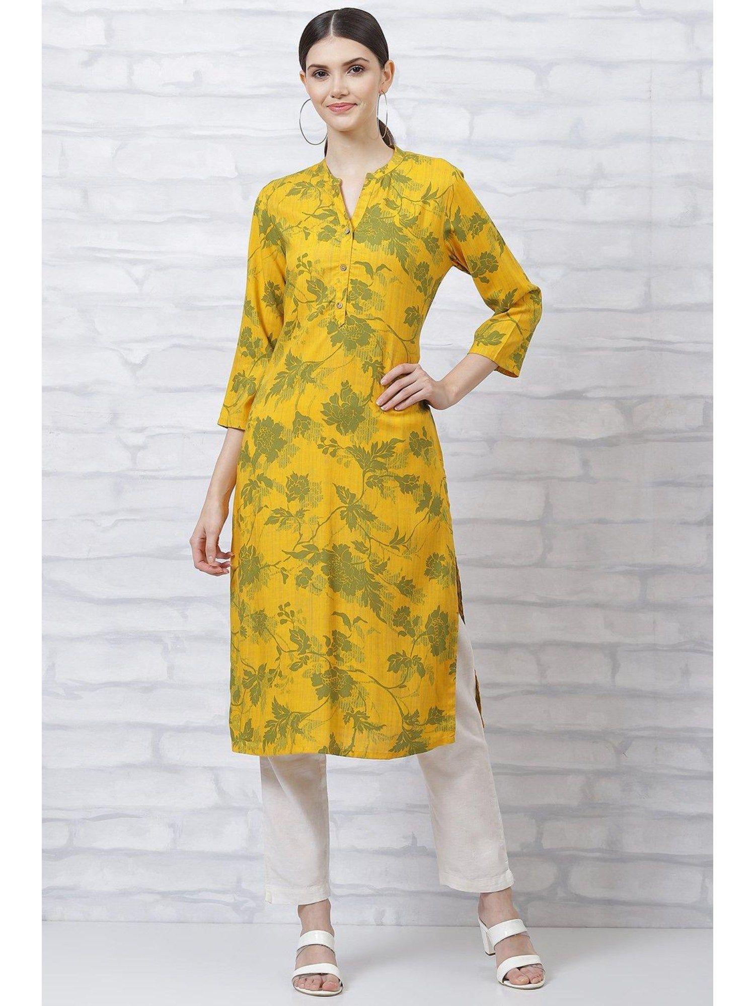 yellow printed kurta