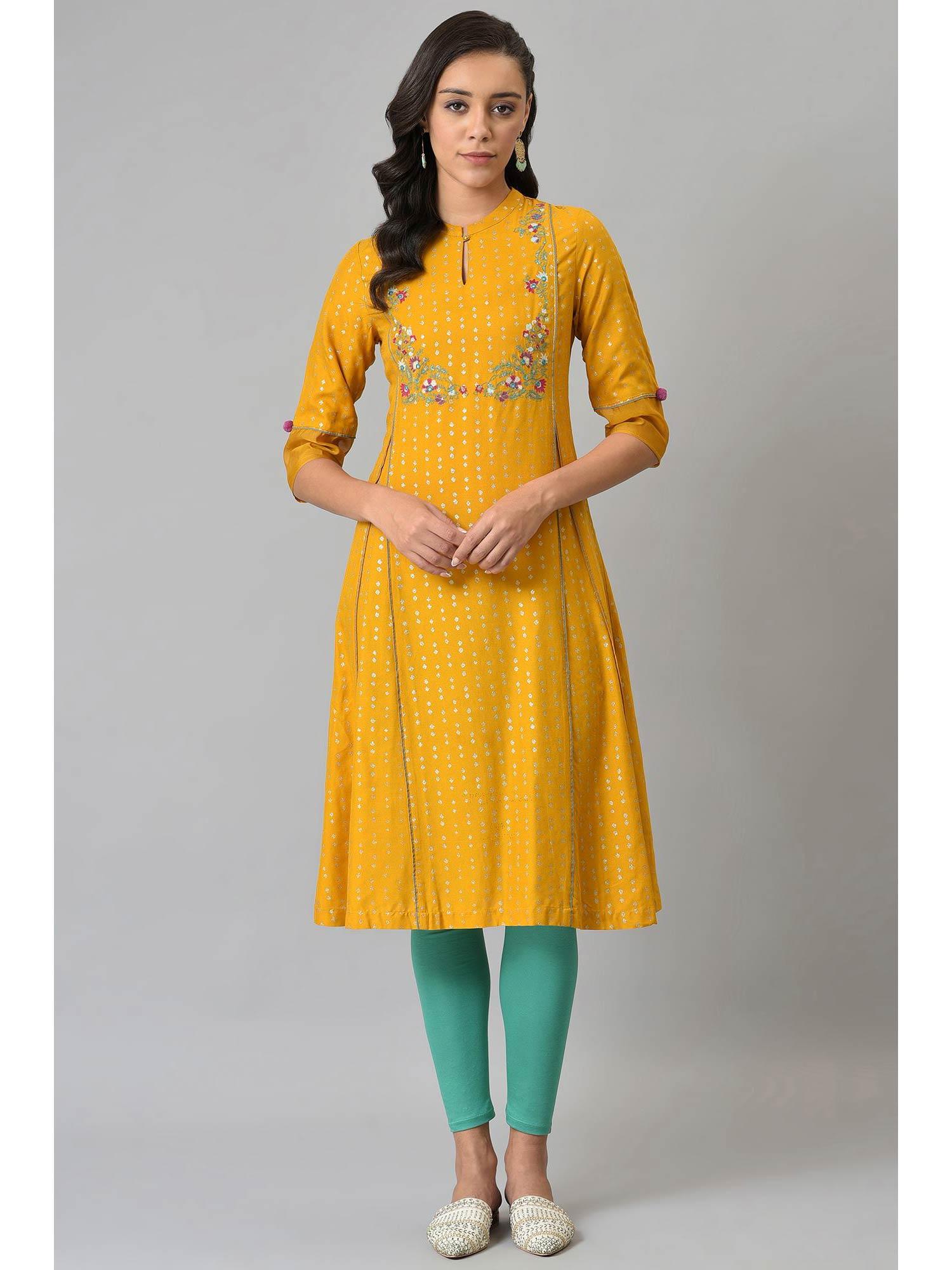 yellow printed kurta