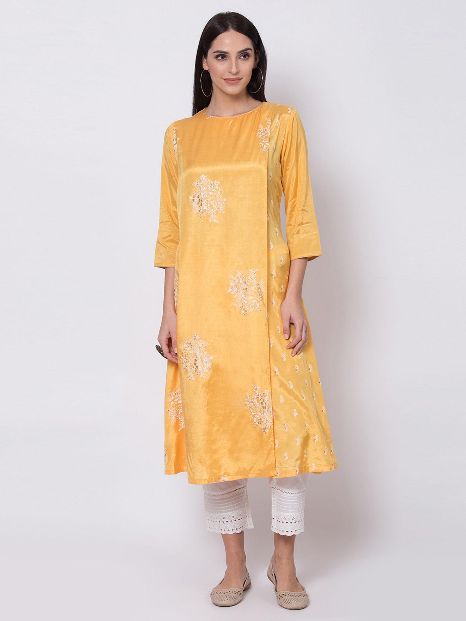 yellow printed kurta