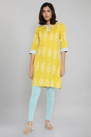 yellow printed kurta