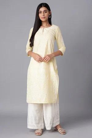 yellow printed kurta