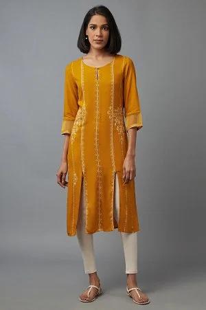 yellow printed kurta