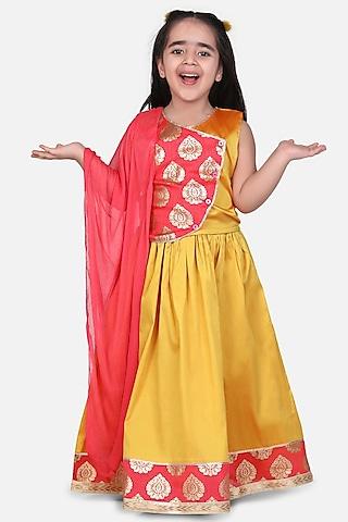 yellow printed lehenga set for girls